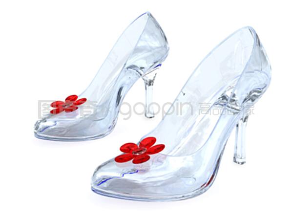 高跟鞋與紅色花朵的水晶鞋 優(yōu)雅鞋類配件的魅力